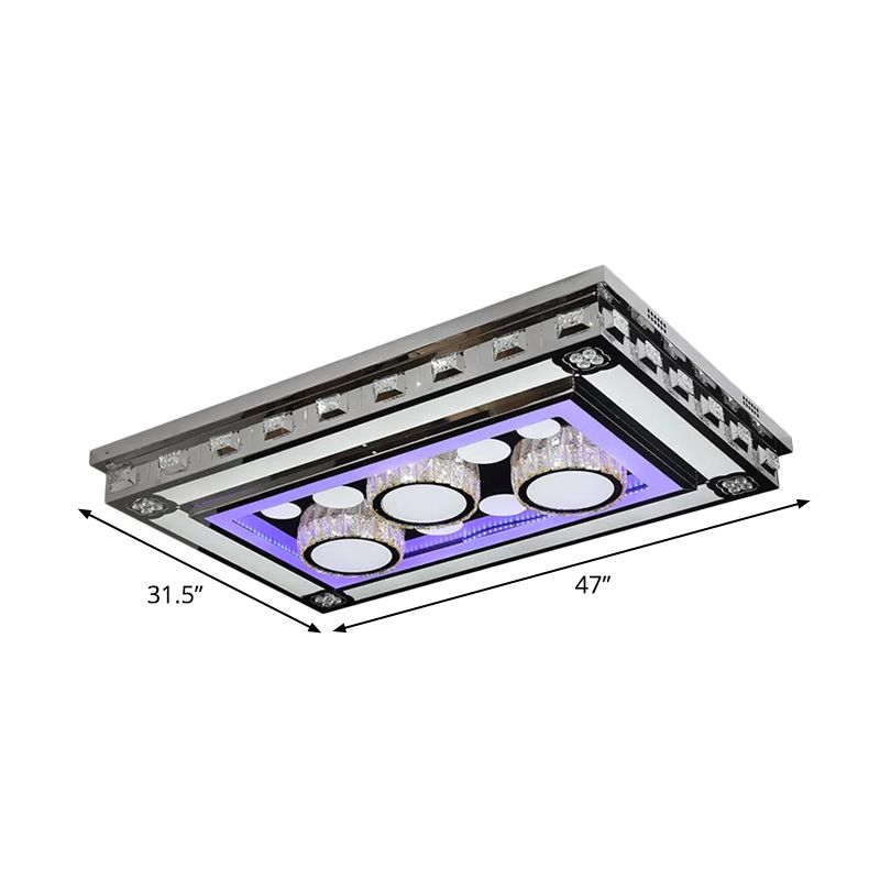 Rectangle Crystal Flush Ceiling Light Fixture Simple LED Purple Flush Mount Lighting for Living Room