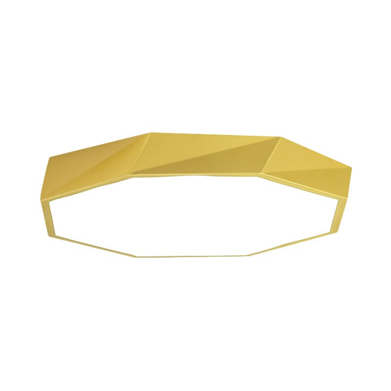 Plafonnier octogonal luminaire encastré LED jaune / vert métallique moderne avec diffuseur acrylique, 16 "/ 19,5" / 23,5 "de large