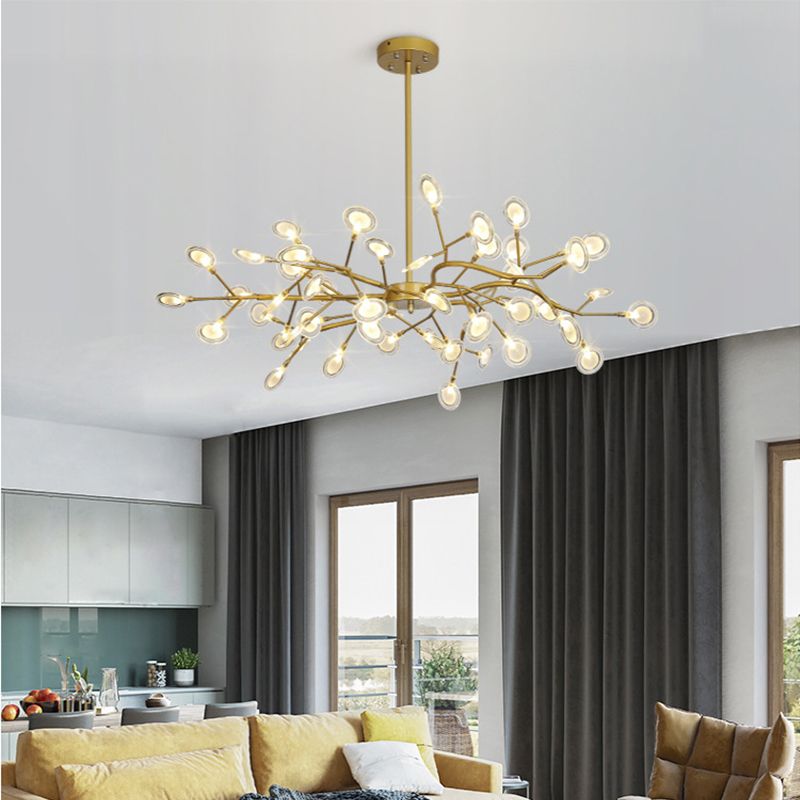Acrylic Firefly LED Drop Pendant Modernist 45-Light Chandelier Light Fixture for Living Room