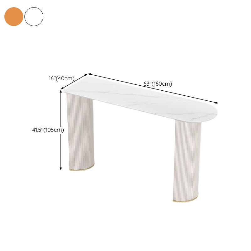 Industrial Free Form Bar Height Table Stone and Iron Bar Table with Double Pedestal