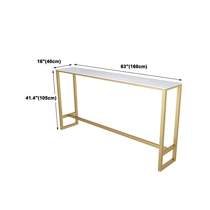 1/2/7 Pieces Glam Iron Bar Table Set Rectangle White Faux Marble Bistro Set with Footrest