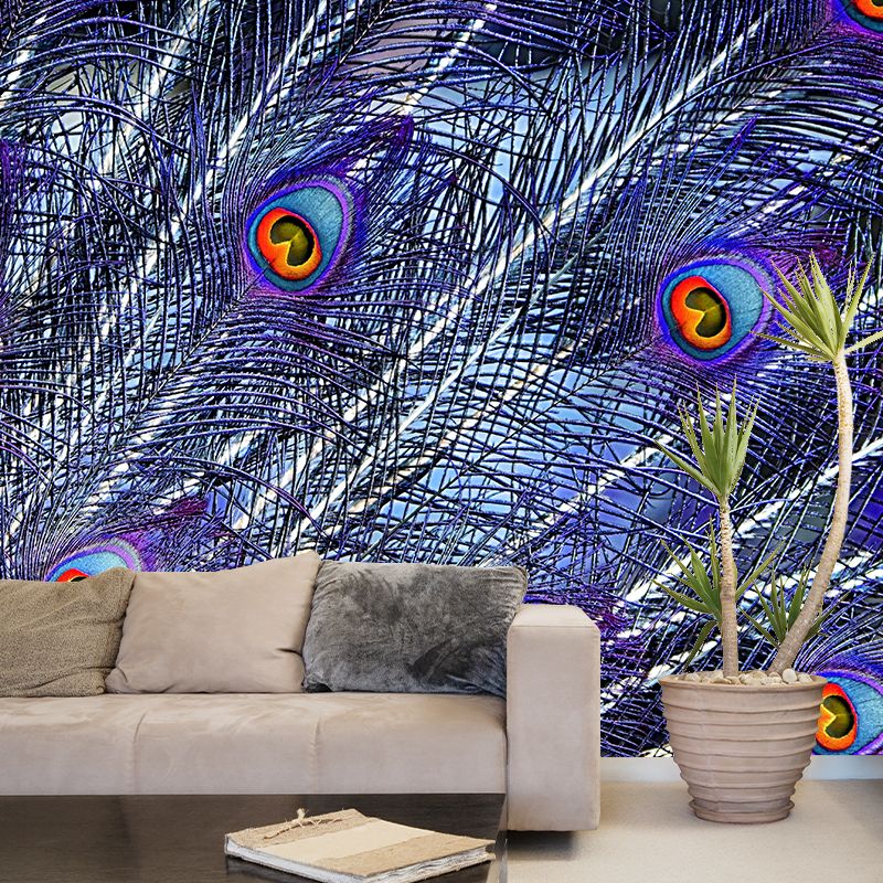 Peacock Feather Wallpaper Mural Tropical Style Girls Room Mural for Wall Decor