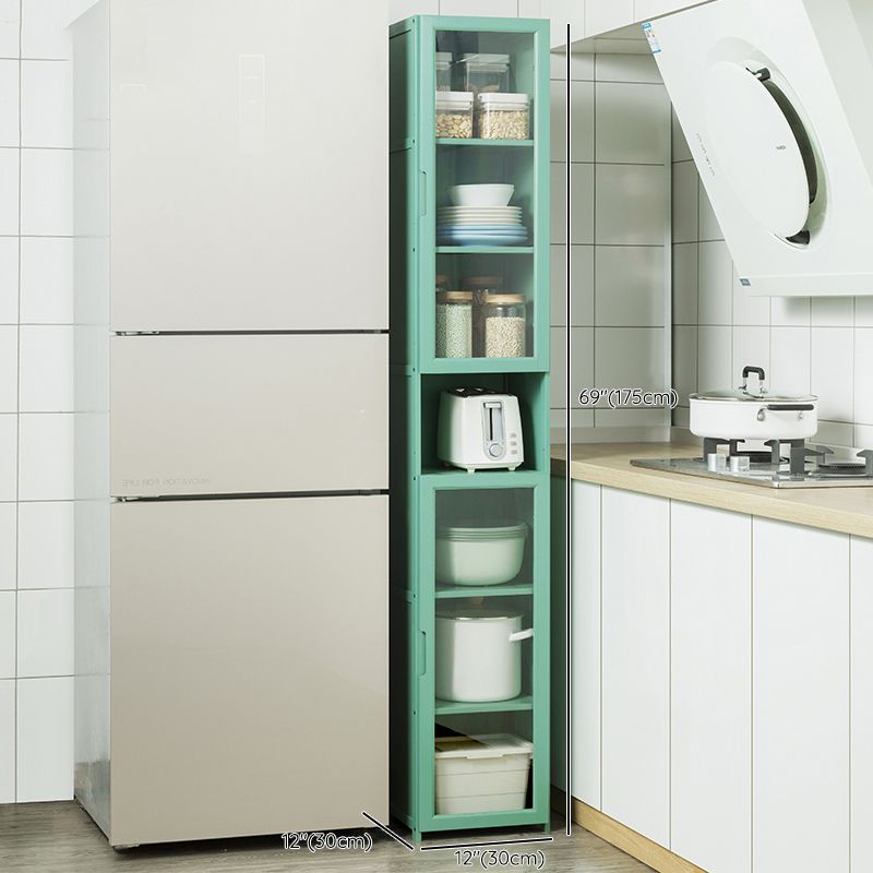 Green Dining Server with Adjustable Shelves Bamboo Buffet Server