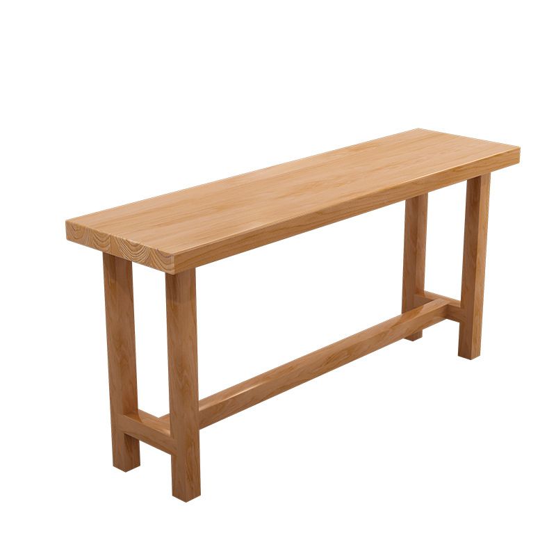 Rectangular Pine Wood Top Bar Table Modern Bar Table with Double Pedestal in Nature