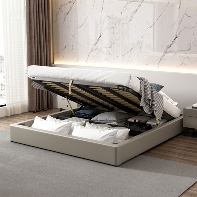 Contemporary Grey 10.23 " Tall Wooden Platform Bed for Bedroom
