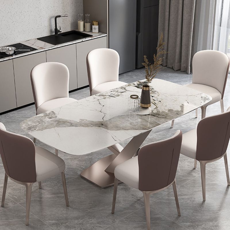 Glam Style Dining Rectangle Table Dining Sintered Stone Table for Home Use