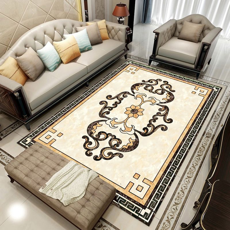 Multi-Farb-Geometrie-Druckteppich Polyster Retro Innenteppich nicht rutschfestem Fleckenresistenten Teppich für Wohnzimmer