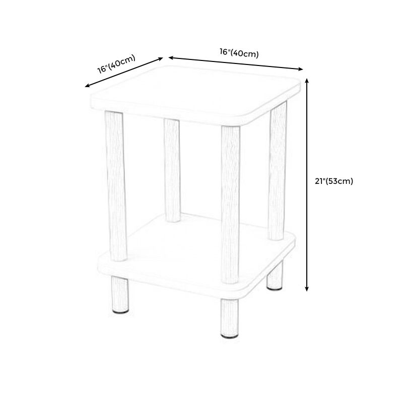 20.87" Tall Wood Side Accent Table Geometric Shelf Included End Table