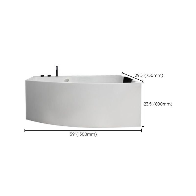 Modern Corner White Bathtub Back to Wall with Drain Bath Tub