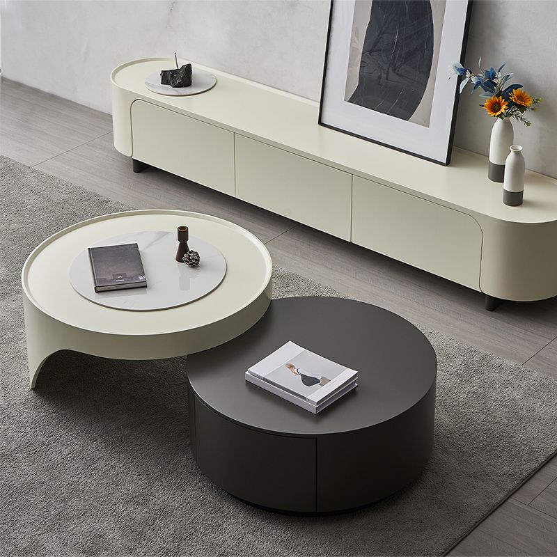 Wood Coffee Cocktail Table with Tray Top Abstract Coffee or End Table with Storage