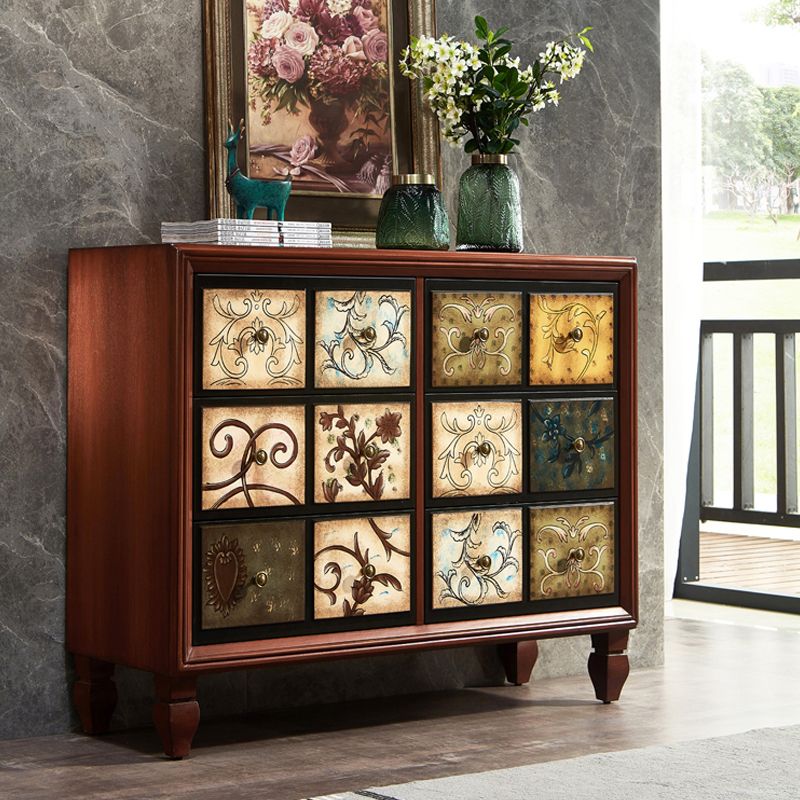 American Traditional Wooden Storage Chest Home Chest with Drawers