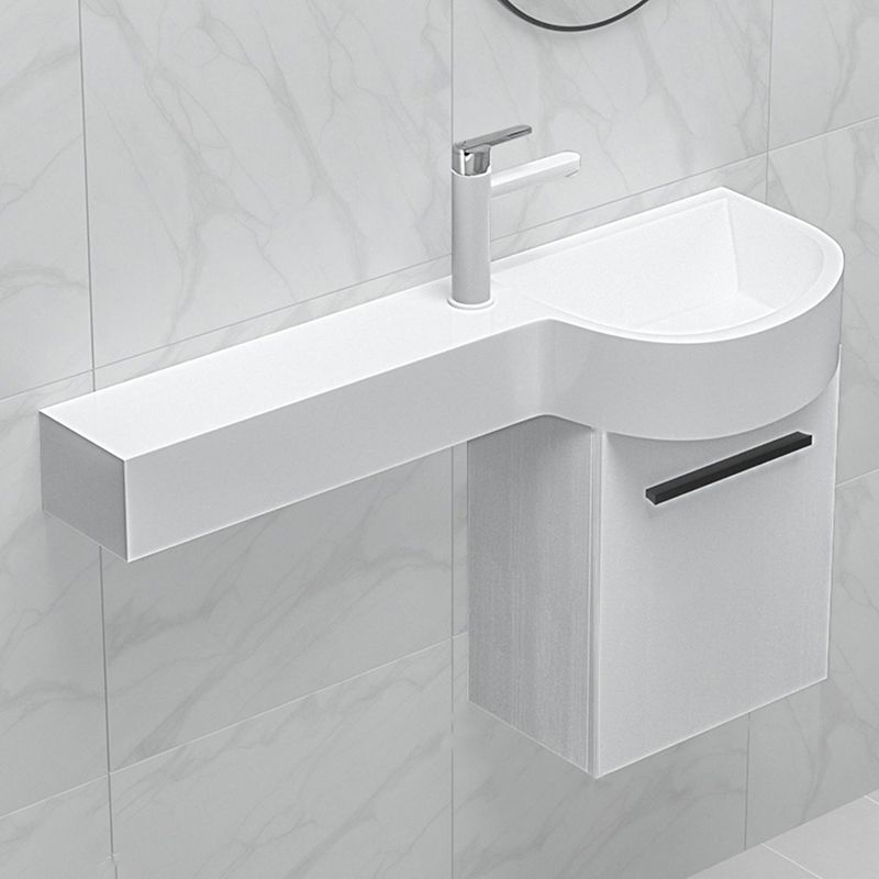 Contemporary Bathroom Sink with Pop-Up Drain Porcelain Wall Mount Bathroom Sink Only