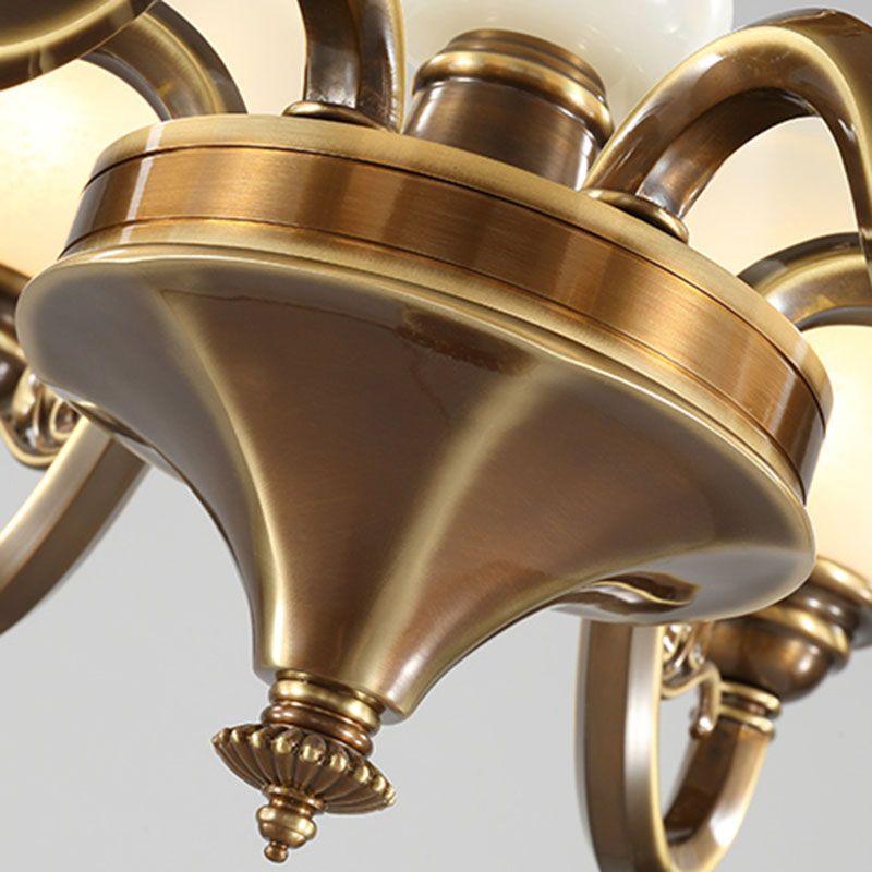 American Style Ceiling Light Bell Shape Ceiling Lamp with Glass Shade for Living Room