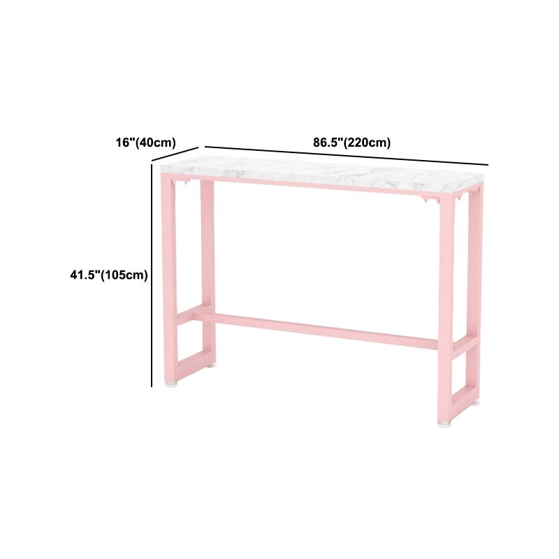 Glam 1/5 Pieces Bar Table Set Rectangle Stone Counter Table with High Stools