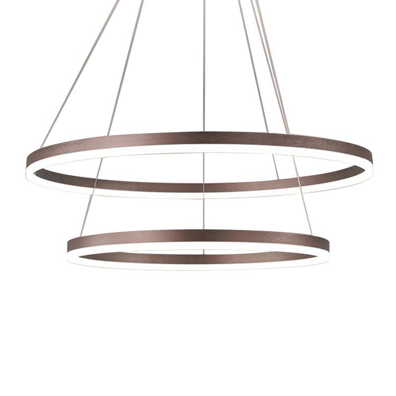 Circle Shape Metal Pendant Light Fixtures Modern Style Hanging Light Fixtures in Brown