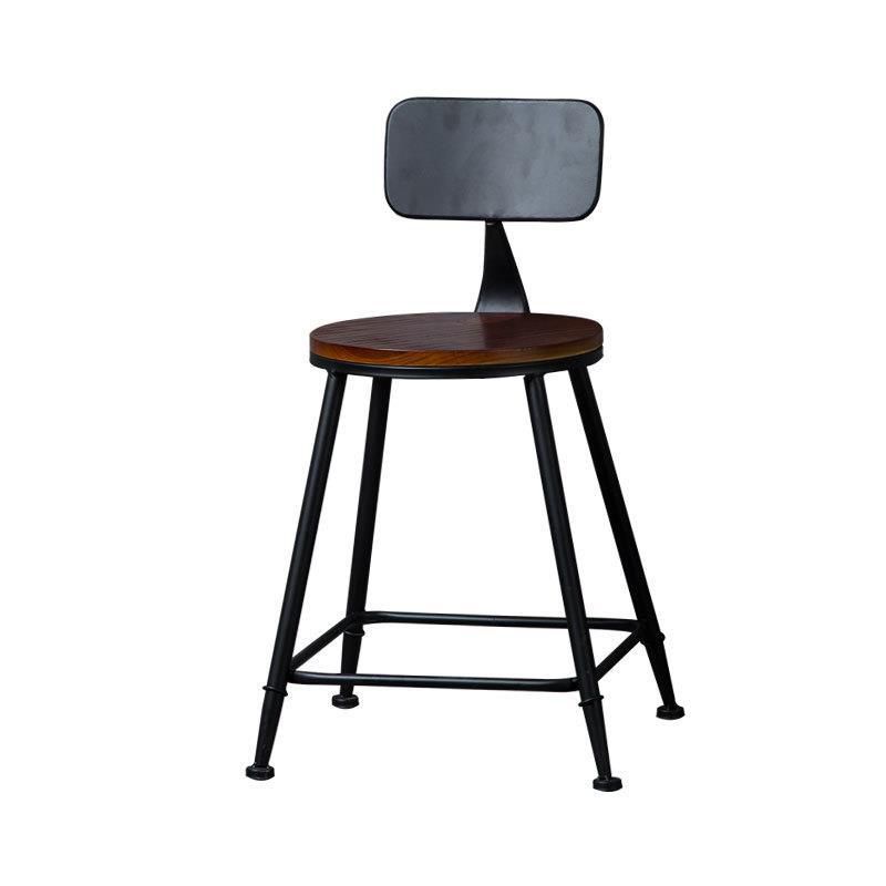Industrial Solid Wood Counter Stool Metal Counter Height Stools for Home Use
