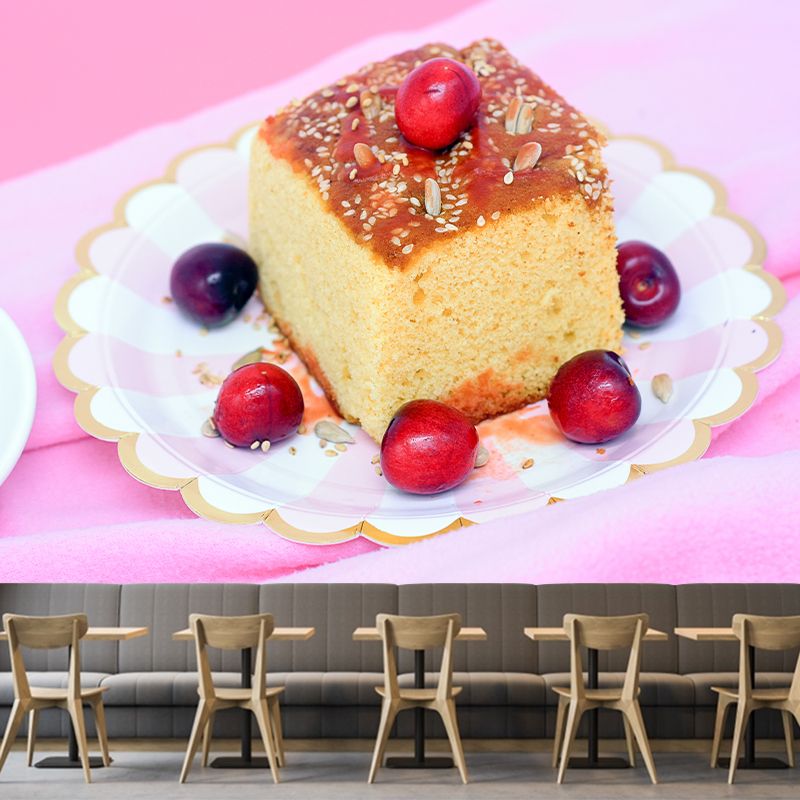 Cake Desserts Mural Wallpaper Moisture Resistant Modern Cake Shop Wall Covering