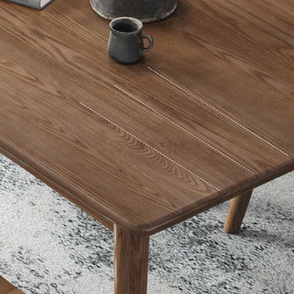 Modern Style Ash Wood Dining Table 4 Legs Rectangular Table in Wood Color