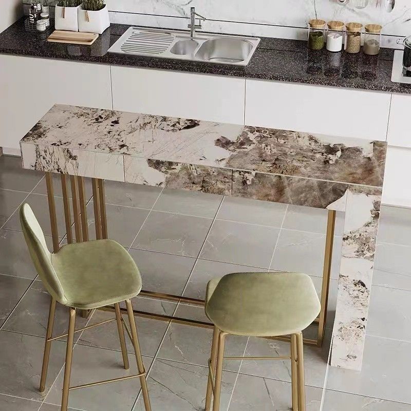 Sintered Stone Bistro Bar Table Modern Trestle Bar Table for Kitchen