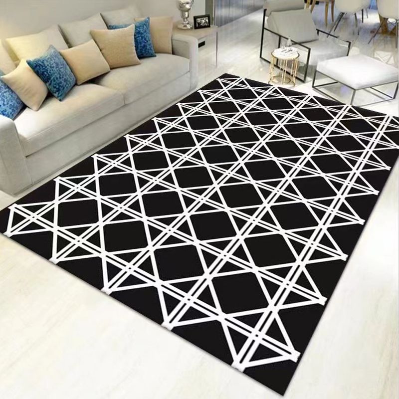 Polyster Contemporary Geometric Print Indoor Rug Non-Slip Backing Rectangle