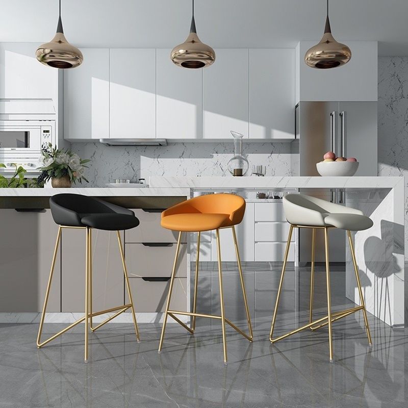 Faux Leather Armless Counter Stool Industrial Low Back Bar Stool