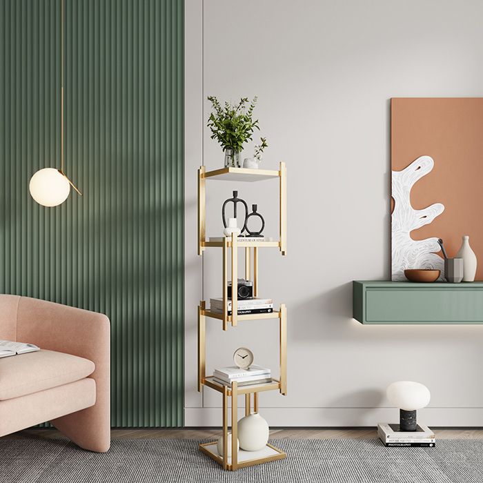 Glam Style Open Bookshelf Vertical Shelf Bookcase for Home Office