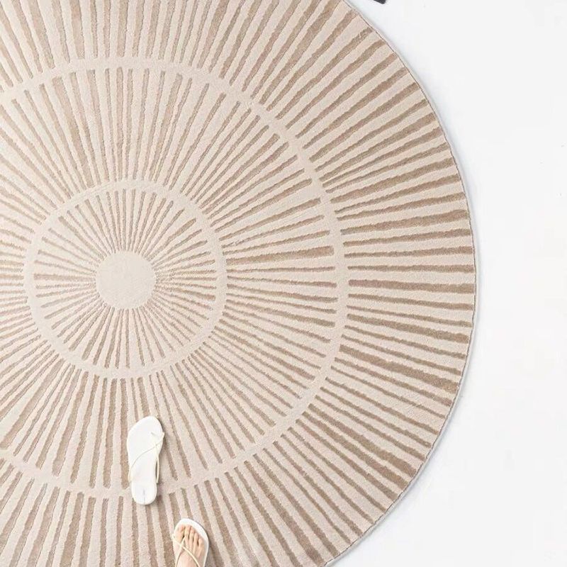 Simplicity Apricot Carpet Modern Round Rug Polyester Stain Resistant Rug for Living Room