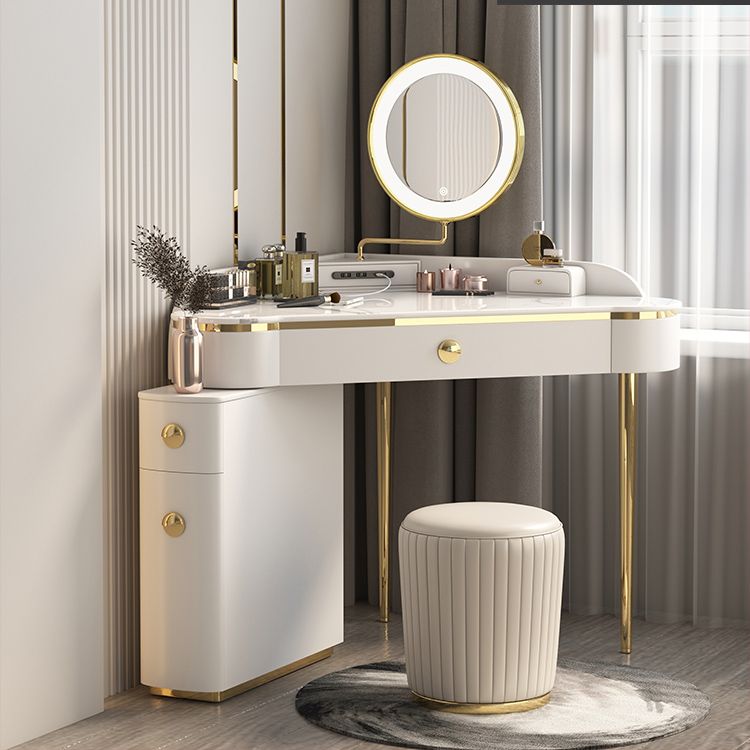 Contemporary Rectangle Make-up Vanity with 3 Drawers and Metal Base