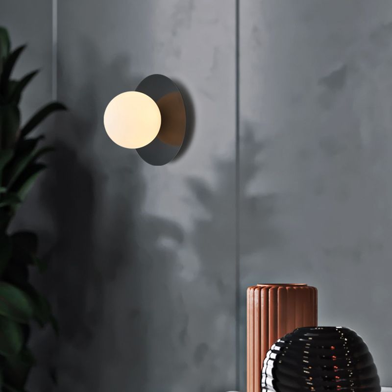 Orb Wall Mounted Light Fixture Contemporary Style Glass Flush Mount Wall Sconce for Bedroom