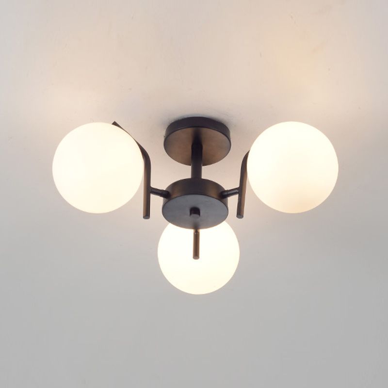 Black Ceiling Mounted Fixture Simple Globe Glass Living Room Ceiling Light