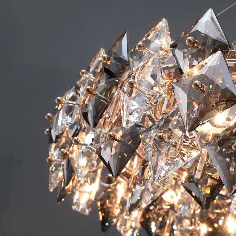 Plafond de forme ronde Light Light Clear Crystal Chandelier Éclairage pour le salon