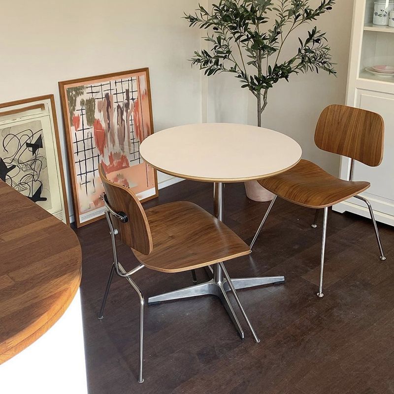 Modern MDF Round Dining Table Standard White Dining Table with Pedestal Base