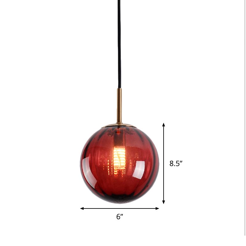 Bubble Ceiling Pendant Light Macaron Amber/Green/Red Glass 1 Head Bedroom Hanging Ceiling Light
