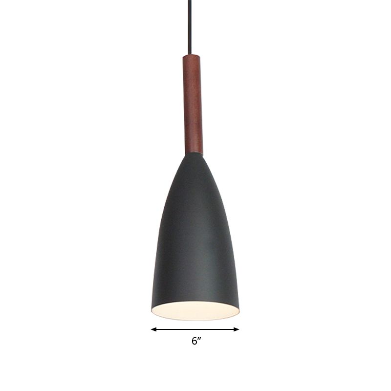One Bulb Curved Cone Pendant Lamp Modern Stylish Metallic Hanging Light for Restaurant