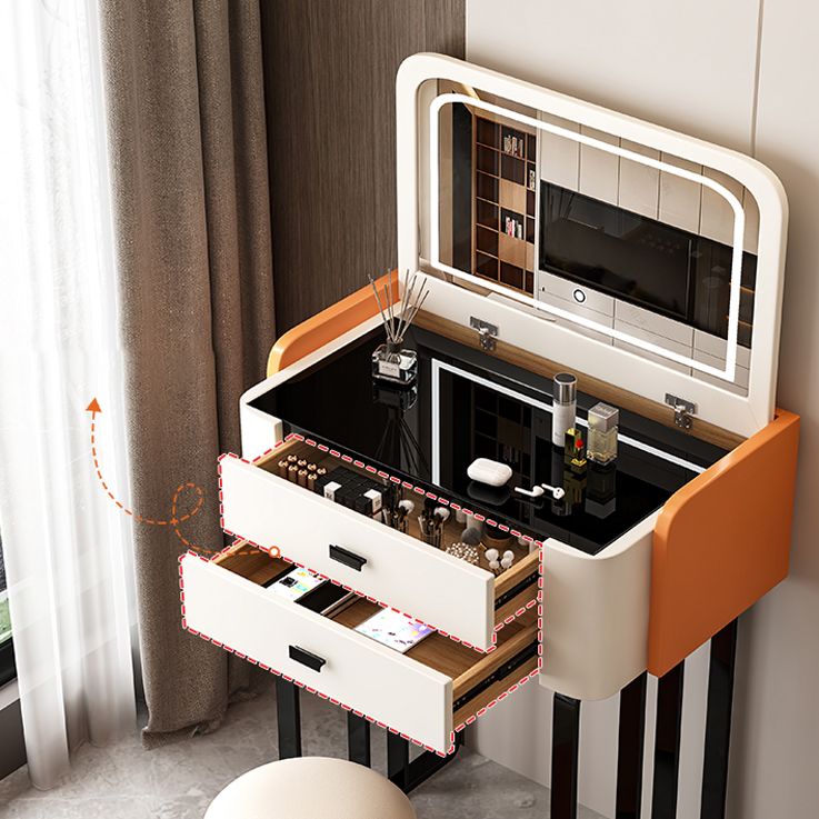 Contemporary Make-up Vanity Glass Bedroom 2-Drawer Lighted Mirror