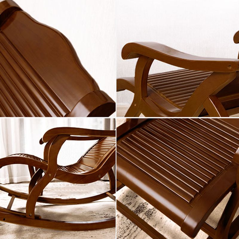 Traditional Rocker Chair Solid Sliding Footrest Wooden Rocker Chair in Living Room