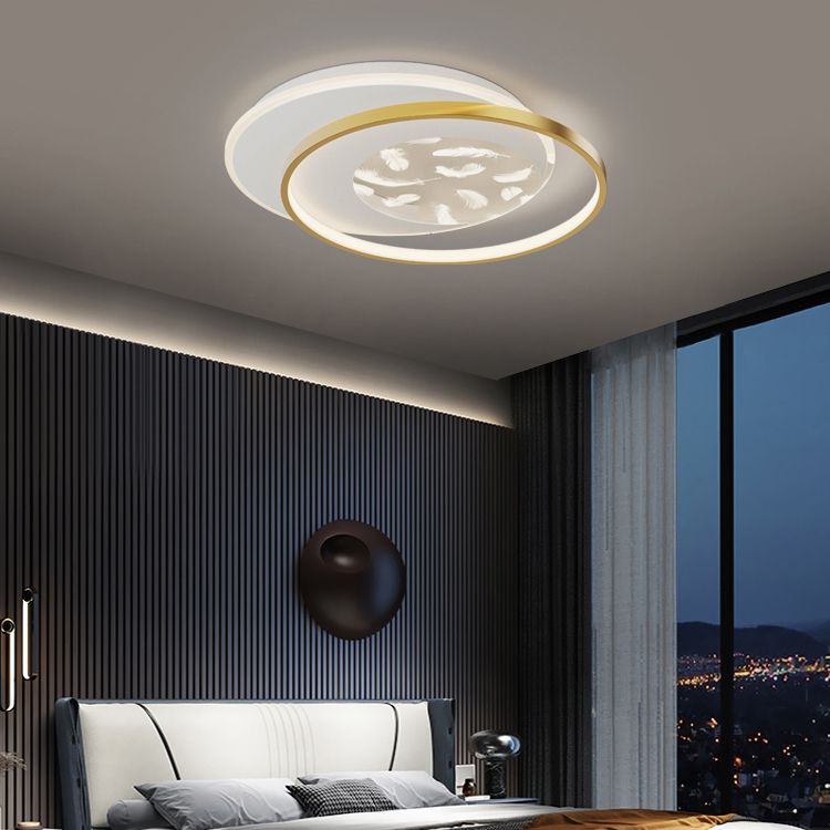 2 Light Circle Ceiling Lamp Modern Style Metal Ceiling Lighting for Dining Room