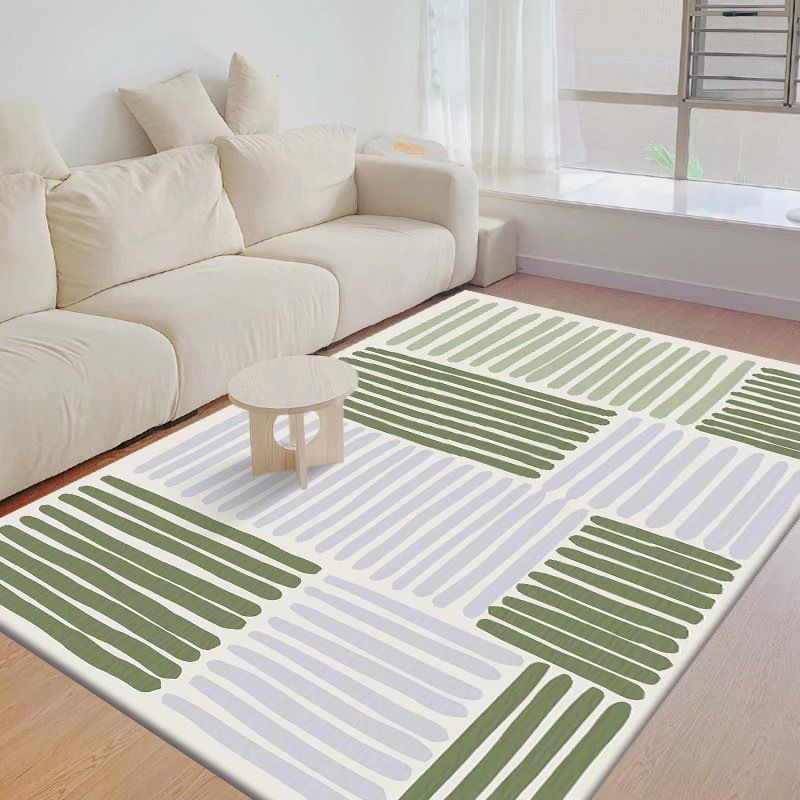 White Modern Rug Polyester Triangle Rug Non-Slip Backing Rug for Drawing Room