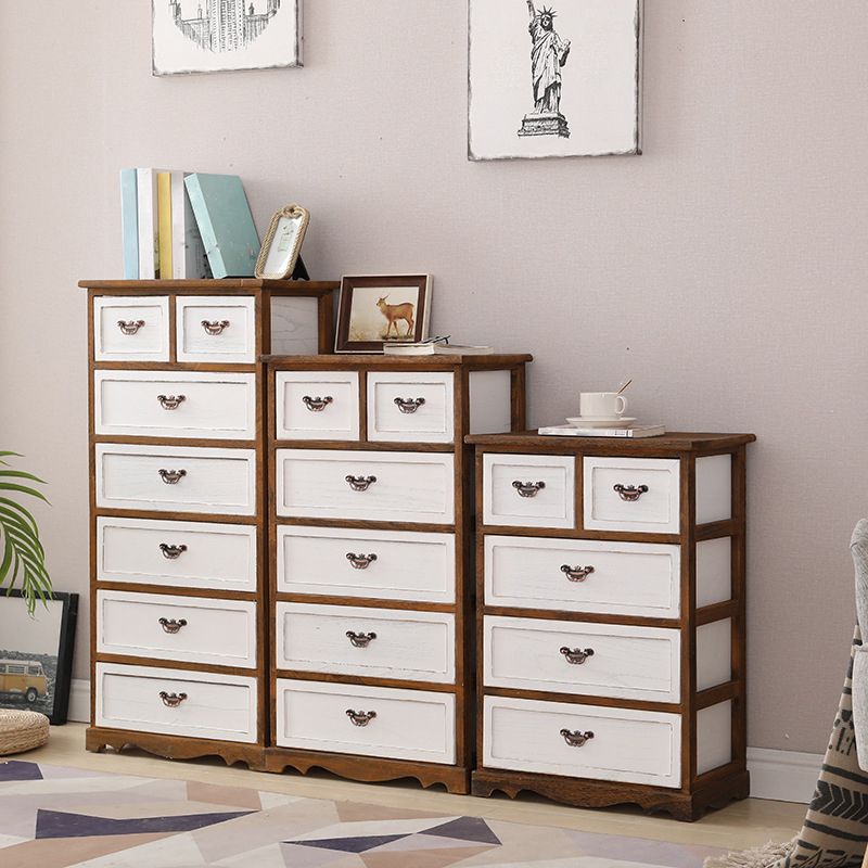 12" W Vintage Wood Lingerie Chest Vertical Storage Chest with Drawers