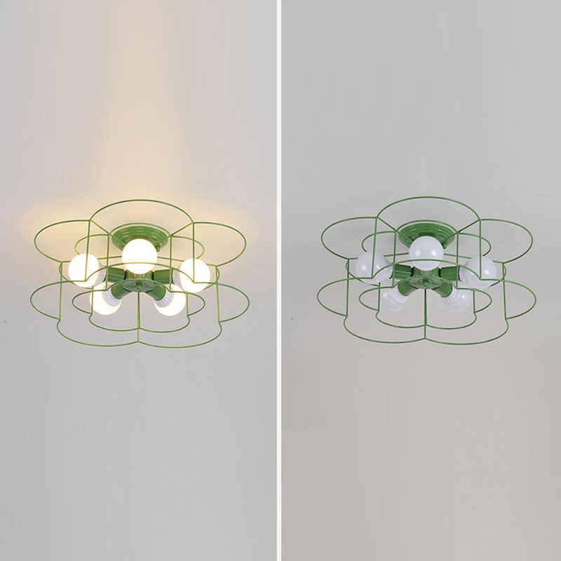 5 Blub Plafonnier Style Macron Cadre En Métal Semi Encastré Pour Chambre Fille Garçon