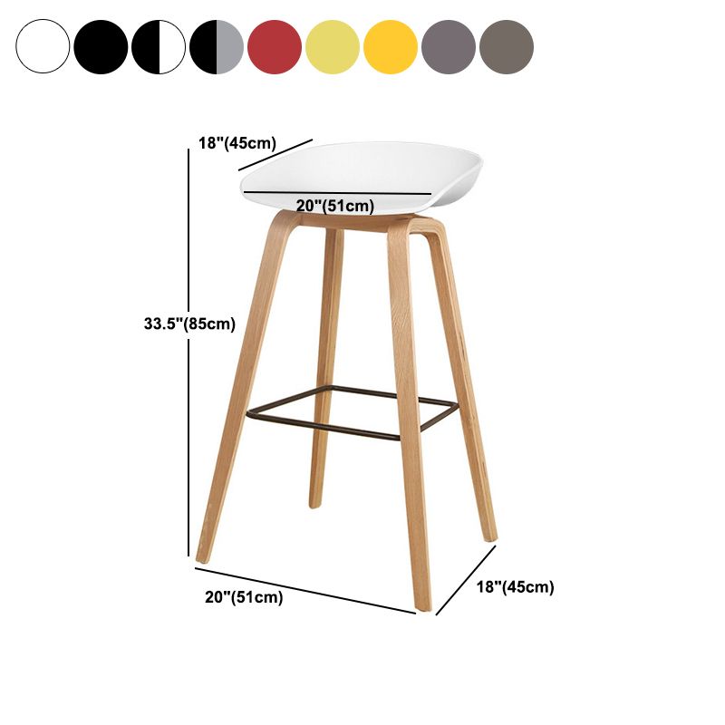 Modern Solid Wood Counter Stool Low Back Armless Bar Stool with Footrest
