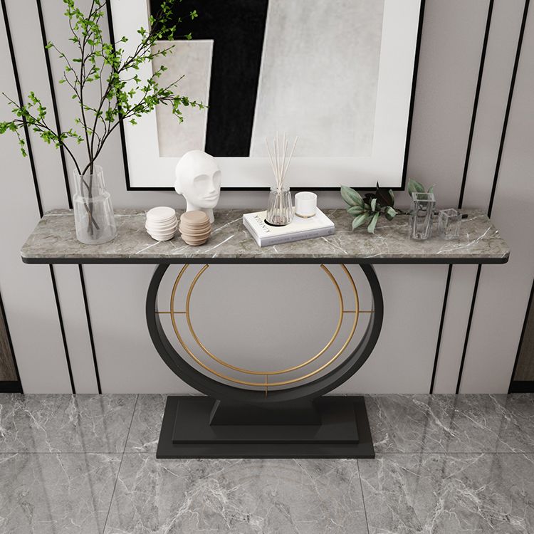 Modern Rectangle Console Accent Table Antique Finish Console Sofa Table in Stone
