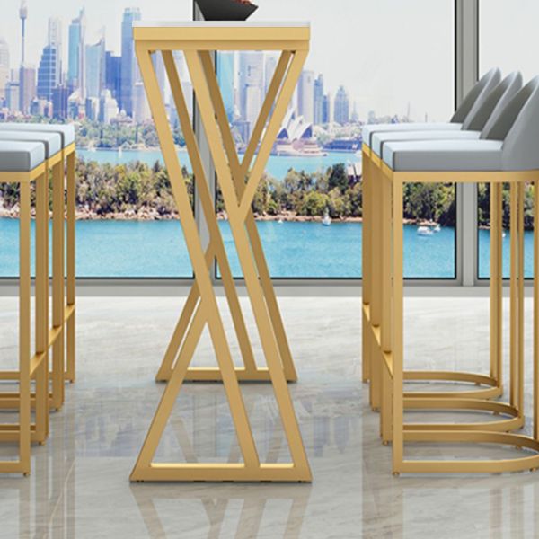 Stone Bar Table Set Glam Style Rectangle 1/2/7 Pieces Pub Table Set