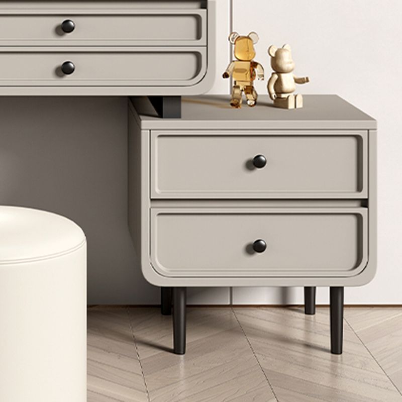 Wood and Metal Vanity Table in Grey/White 5 Storage Drawers Makeup Desk