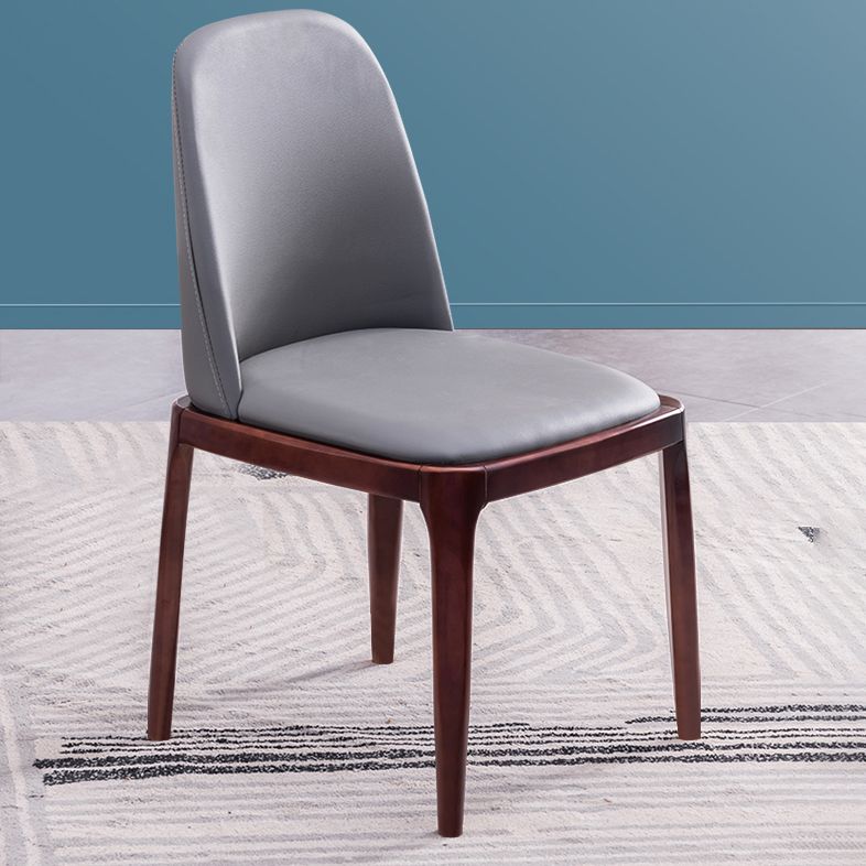 Modern Style Side Chair Leather Indoor Dining Chair with Wooden Legs