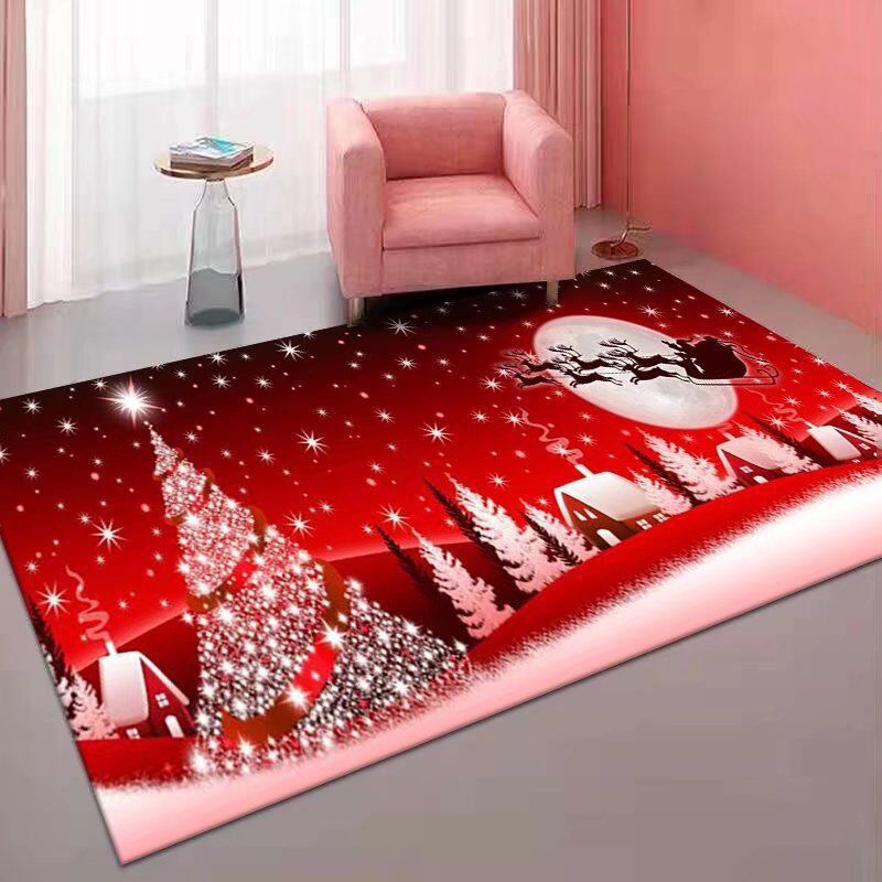 Modern Rug Polyester Christmas Tree Rug Stain Resistant Rug for Drawing Room