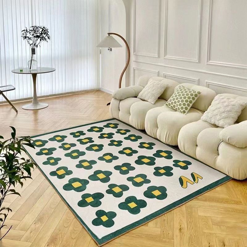 Modern Style Flowers Pattern Rug Rectangle Stain Resistant Rug for Home Decor