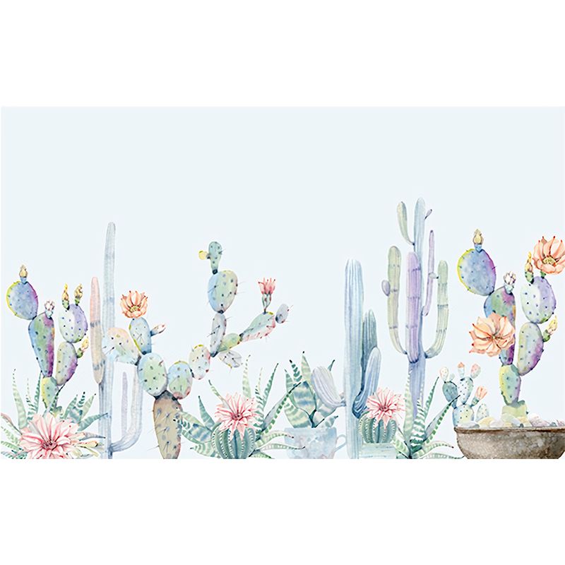 Light Green Cactus Mural Wallpaper Stain Resistant Tropix Living Room Wall Covering
