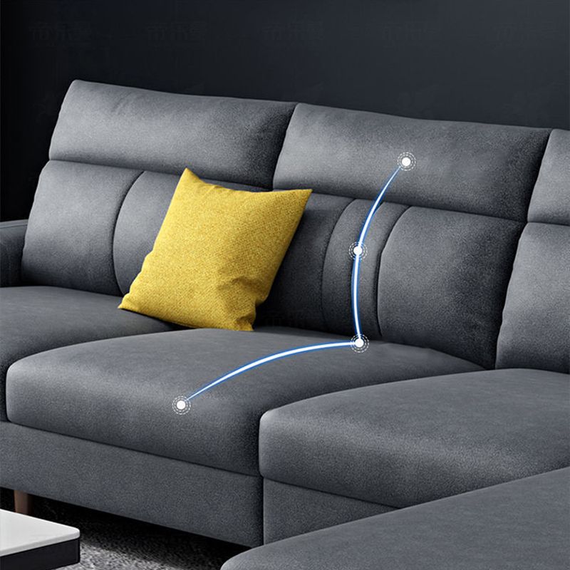 Square Arm Dark Gray Cushion Back Storage Stain-Resistant Sofa