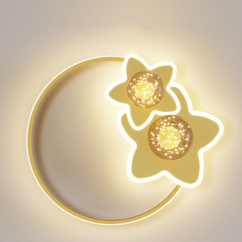 Style contemporain DEL Metal LED Flush Light Fixture Star Ceiling Flush Mount for Bedroom